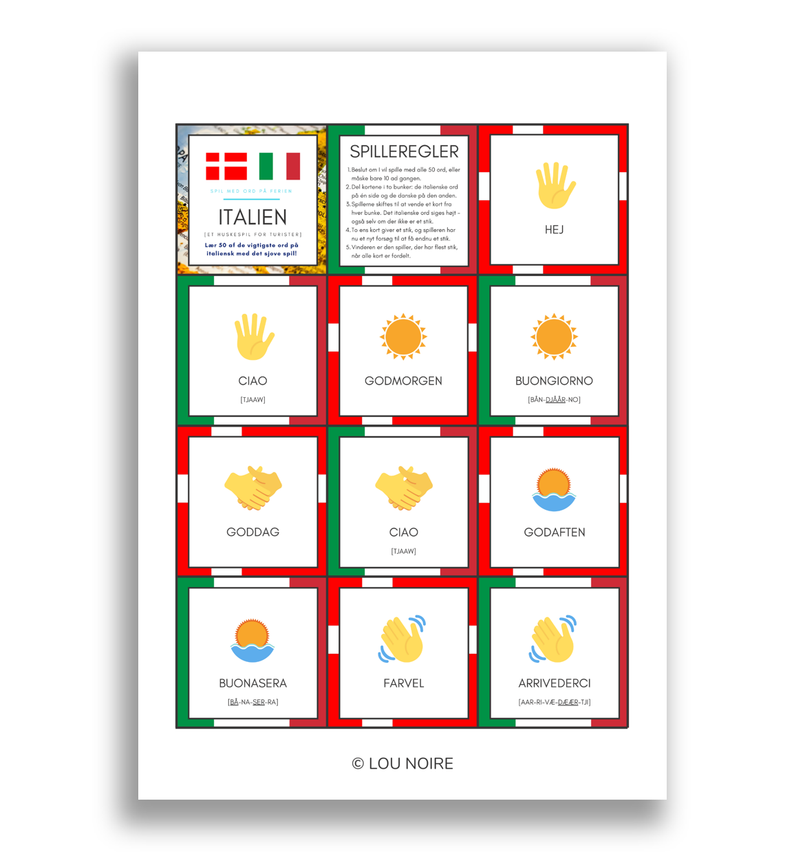 leder digital blad Spil med ord på ferien - Italien - Lou Noire