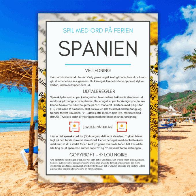Lær spansk - Spil med ord på ferien - Spanien - Lou Noire