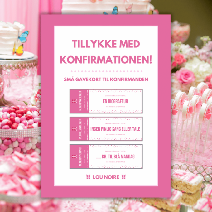 Cover - Tillykke med konfirmationen - pink - Lou Noire