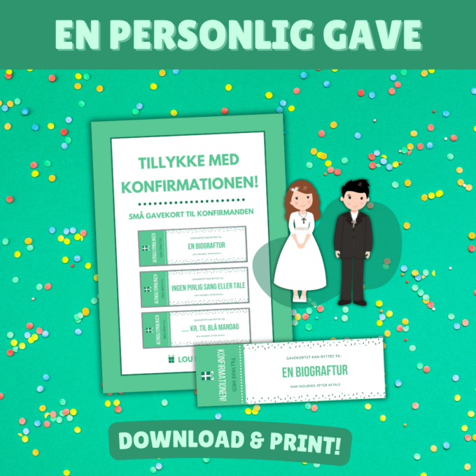 Oversigt - Tillykke med konfirmationen - grøn - Lou Noire