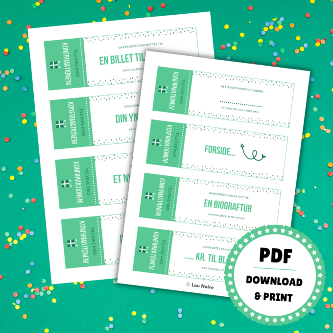 Personlig gave - Tillykke med konfirmationen - grøn - Lou Noire