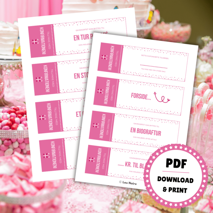 Personlig gave - Tillykke med konfirmationen - pink - Lou Noire