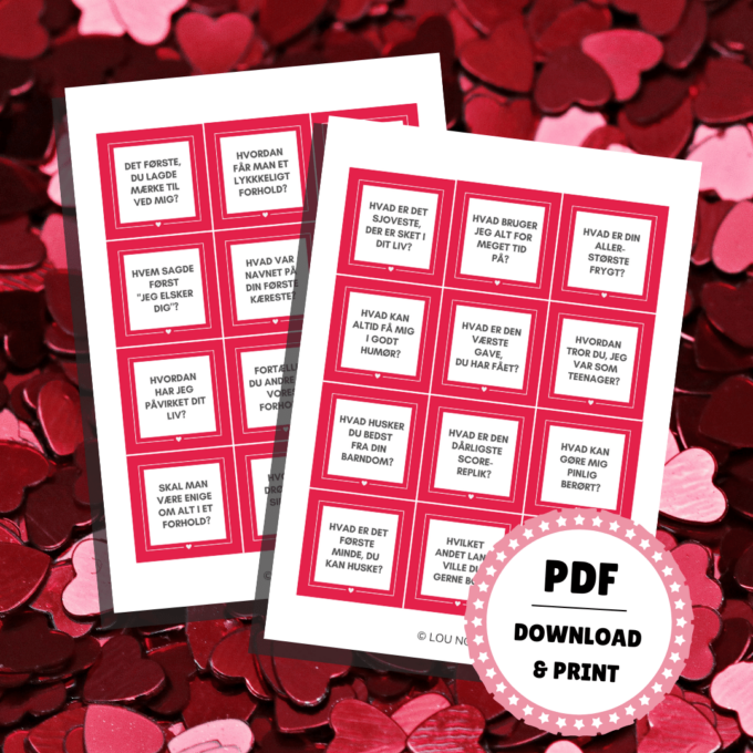 Lou Noire - Samtalekort til kærestepar - Print og klip ud