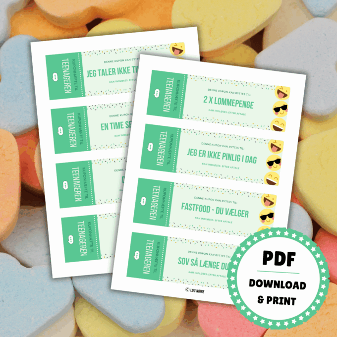 Kuponhæfte til teenageren - grøn - Lou Noire - Gave
