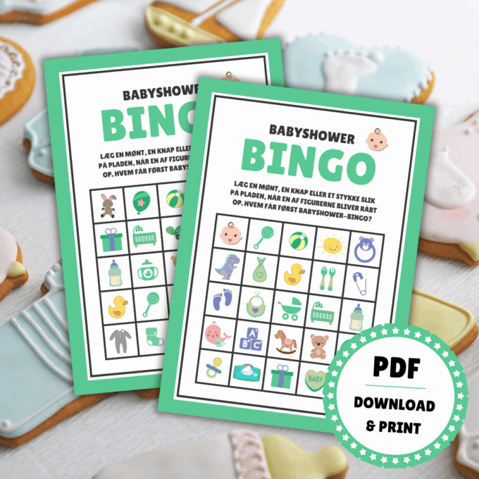 Babyshower-bingo - Grøn - Lou Noire - Sjove spil