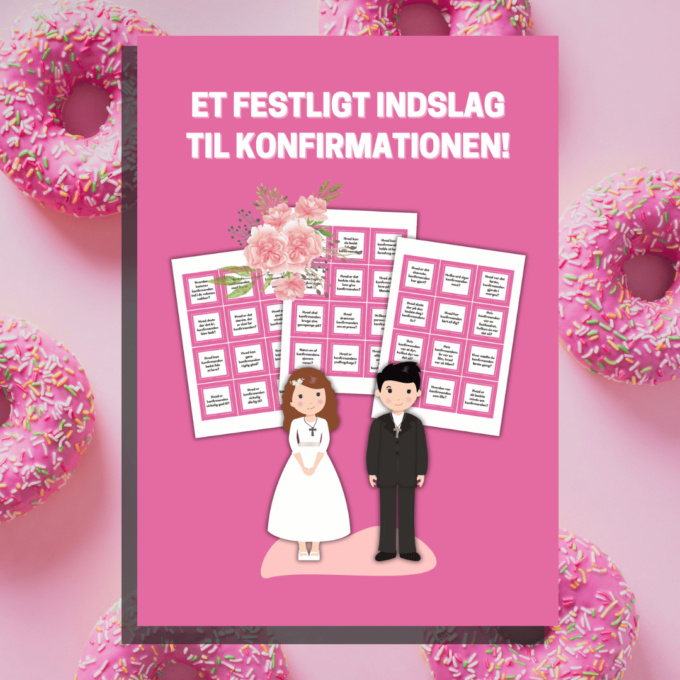 Samtalekort til konfirmation – pink - Lou Noire - Underholdning til konfirmation