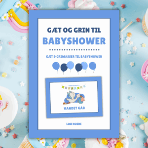 Gæt og grin til babyshower - blå - Lou Noire - Cover