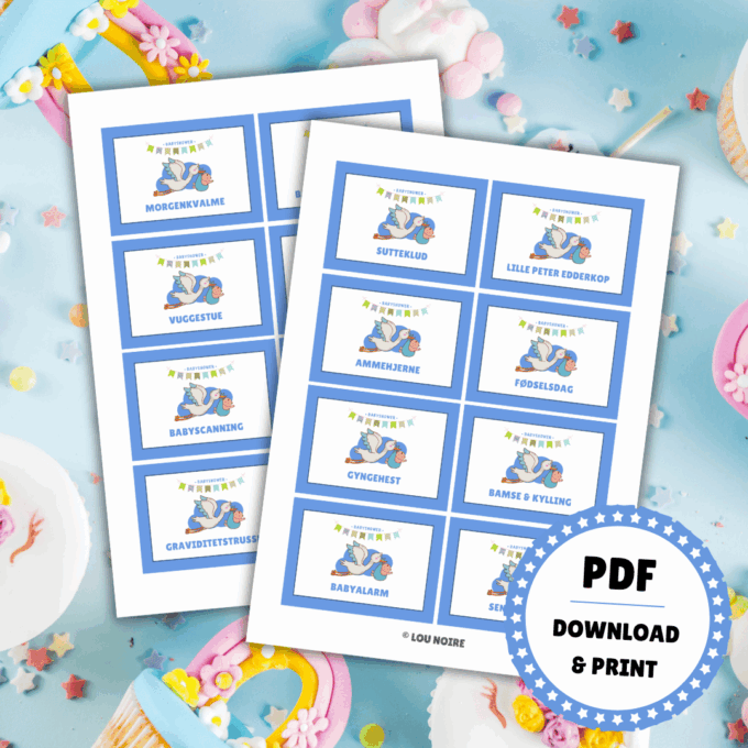 Gæt og grin til babyshower - blå - Lou Noire - Underholdning Gæt og grin til babyshower - blå - Lou Noire - Underholdning