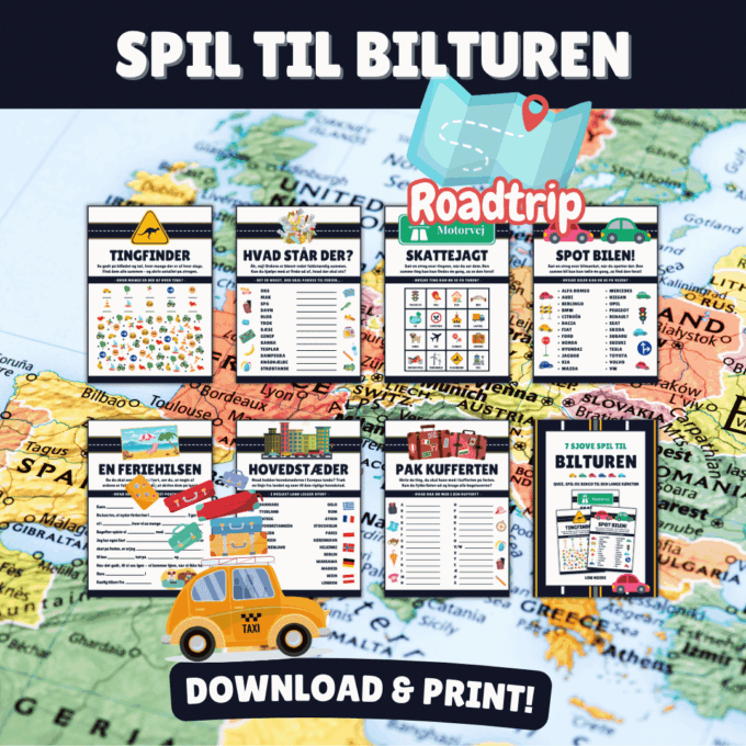 7 sjove spil til bilturen - Print selv - Lou Noire