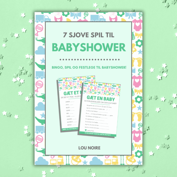 Cover - 7 sjove spil til babyshower - Lou Noire