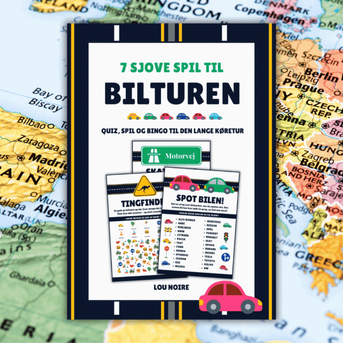 Cover - 7 sjove spil til bilturen - Lou Noire