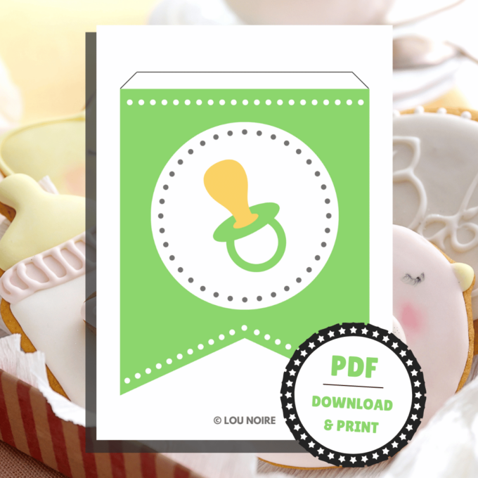 Festlig guirlande til babyshower - Lou Noire - Sut skabelon
