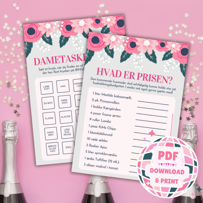 12 sjove spil og lege til polterabend - Lou Noire - Dametaske-bingo