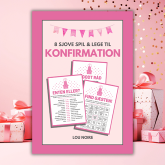 Lou Noire - 8 sjove spil og lege til konfirmation - pink - Cover