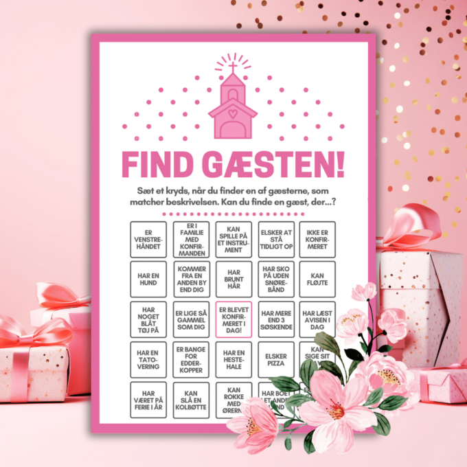 Lou Noire - 8 sjove spil og lege til konfirmation - pink - Find gæsten
