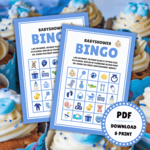 Babyshower-bingo - Blå - Lou Noire - Spil til babyshower