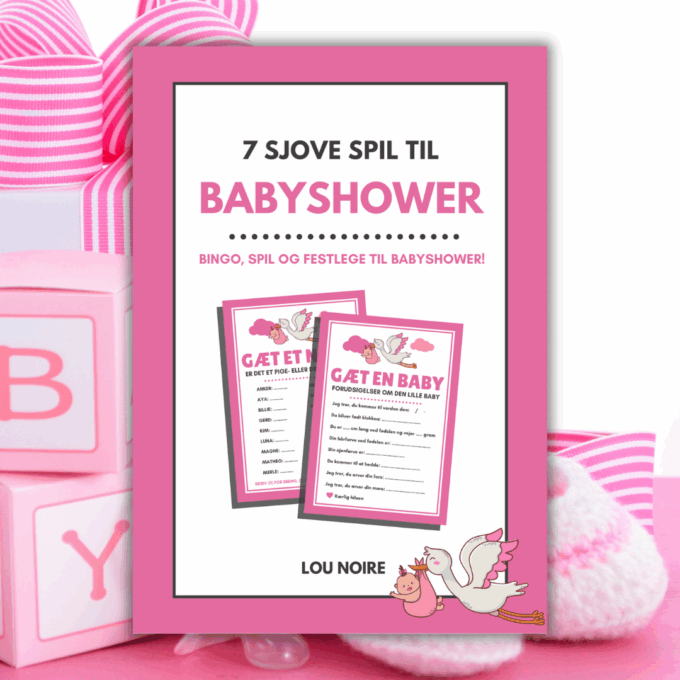 Lou Noire - Cover - 7 sjove spil til babyshower - pink Lou Noire - Cover - 7 sjove spil til babyshower - pink