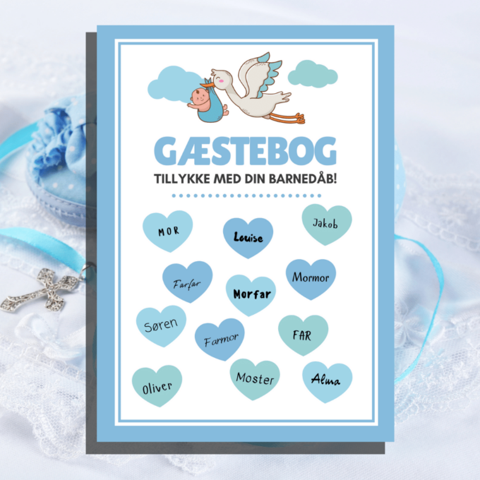 7 spil & gæstebog til barnedåb - blå - Lou Noire - Gæstebog