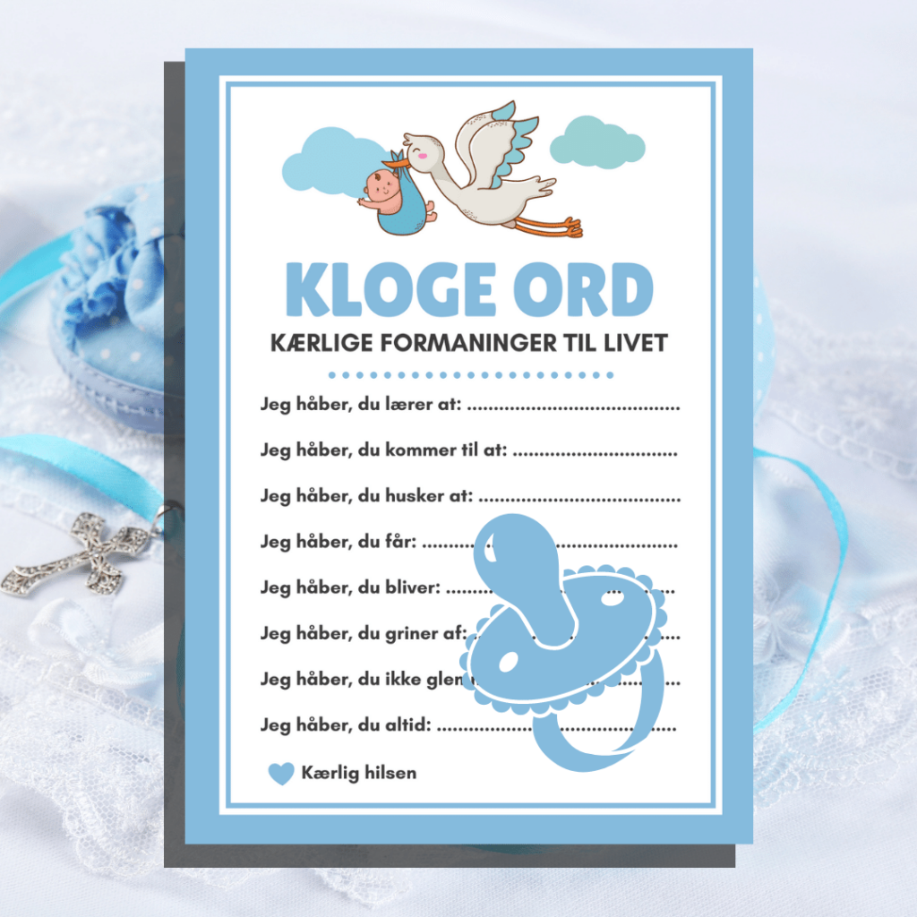 7 spil & gæstebog til barnedåb - blå - Lou Noire