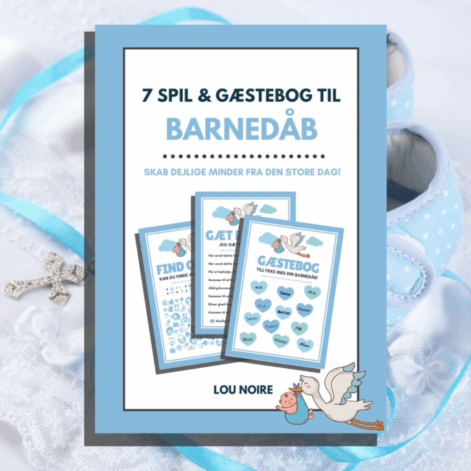 Cover - 7 spil & gæstebog til barnedåb - Lou Noire