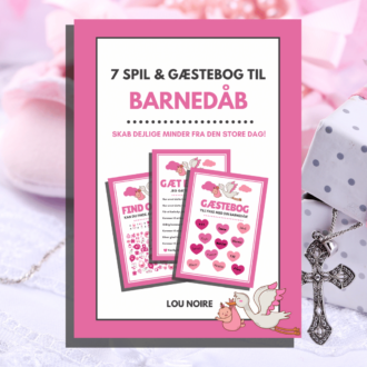 Lou Noire - 7 spil og gæstebog til barnedåb - pink - Cover