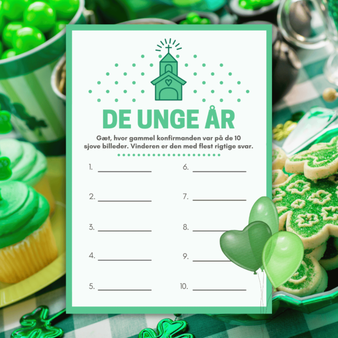 Lou Noire - 8 sjove spil og lege til konfirmation - grøn - Billeder af konfirmanden Lou Noire - 8 sjove spil og lege til konfirmation - grøn - Billeder af konfirmanden