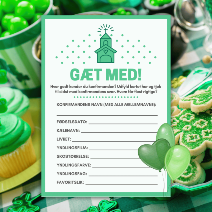 Lou Noire - 8 sjove spil og lege til konfirmation - grøn - Gætteleg Lou Noire - 8 sjove spil og lege til konfirmation - grøn - Gætteleg