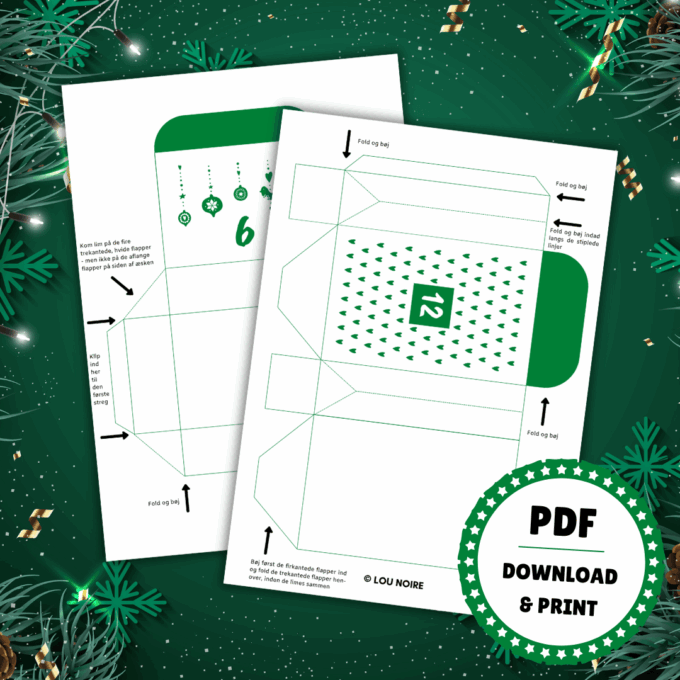 En julekalender med 24 æsker - grøn - Lou Noire - Pakkekalender