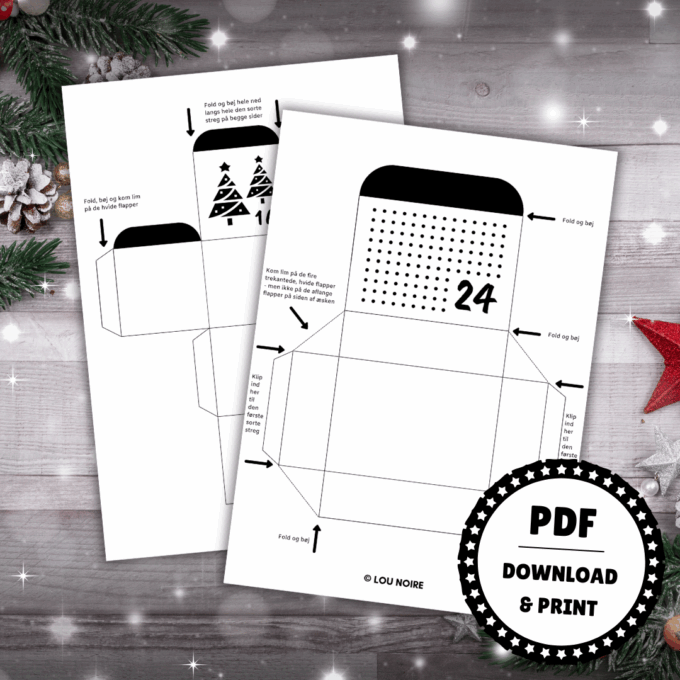 En julekalender med 24 æsker - sort - Lou Noire - Pakkekalender