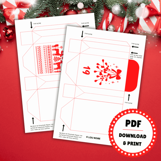 En julekalender med 24 poser - rød - Pakkekalender - Lou Noire En julekalender med 24 poser - rød - Pakkekalender - Lou Noire