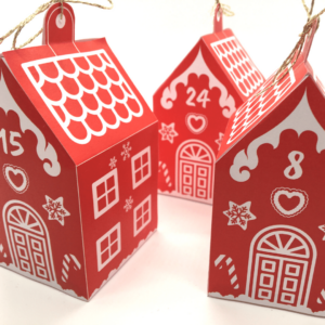 En julekalender med 24 røde huse - Lou Noire - huse