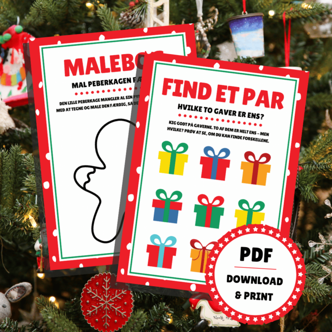 24 julespil - sjove juleopgaver for børn - Lou Noire - Find to ens