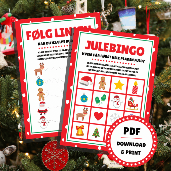 24 julespil - sjove juleopgaver for børn - Lou Noire - Julebingo
