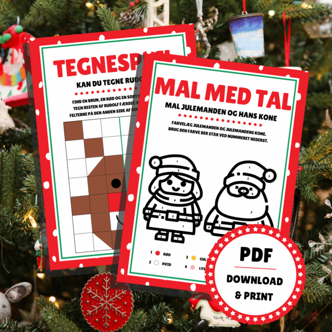 24 julespil - sjove juleopgaver for børn - Lou Noire - Mal med tal