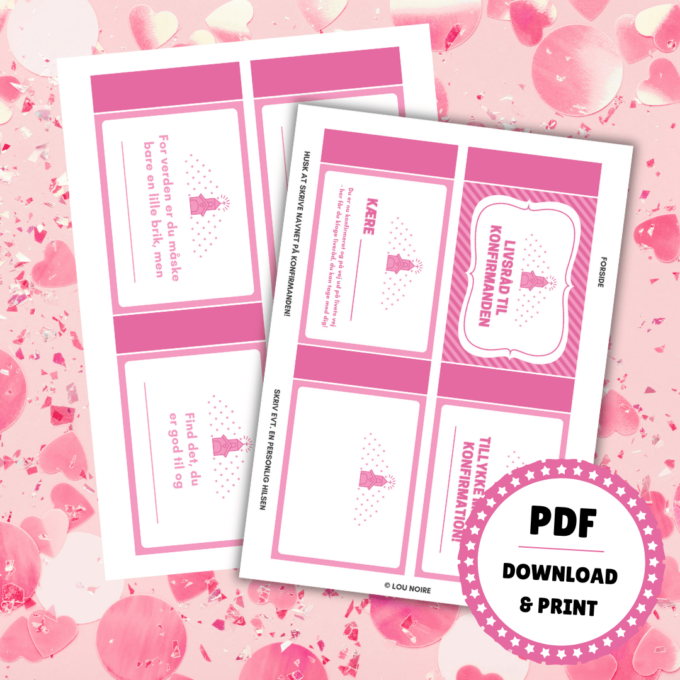 Print selv - Livsråd til konfirmanden - pink - Lou Noire
