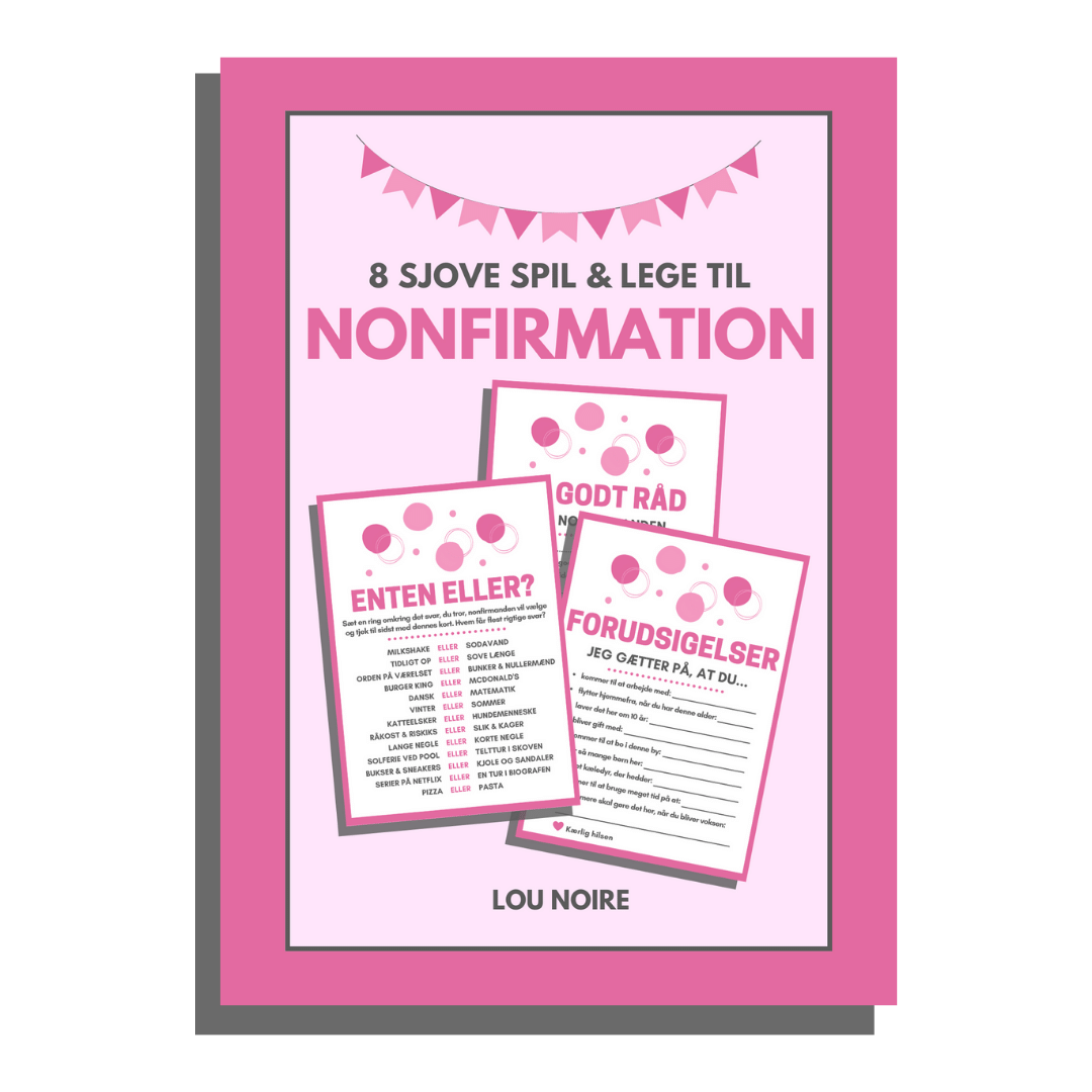 8 sjove spil og lege til nonfirmation - pink - Lou Noire - cover