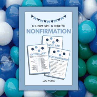 Cover - 8 sjove spil og lege til nonfirmation - blå - Lou Noire