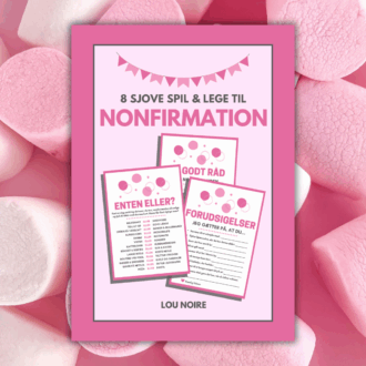 Cover - 8 sjove spil og lege til nonfirmation - pink - Lou Noire