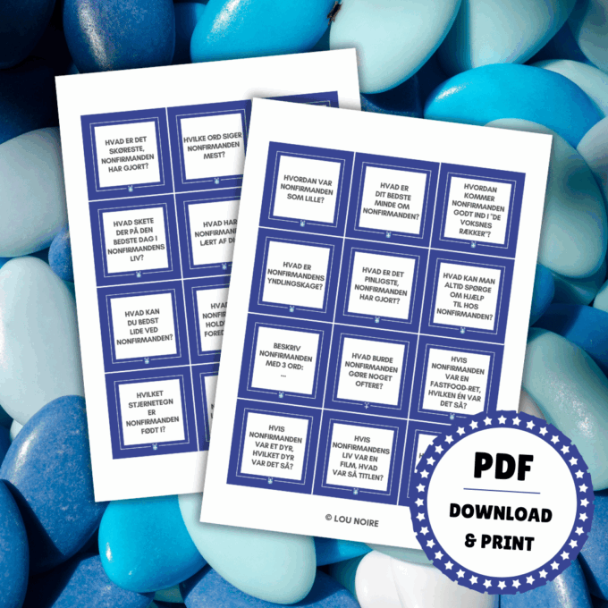 Gave til nonfirmand - Samtalekort til nonfirmation – blå - Lou Noire Gave til nonfirmand - Samtalekort til nonfirmation – blå - Lou Noire