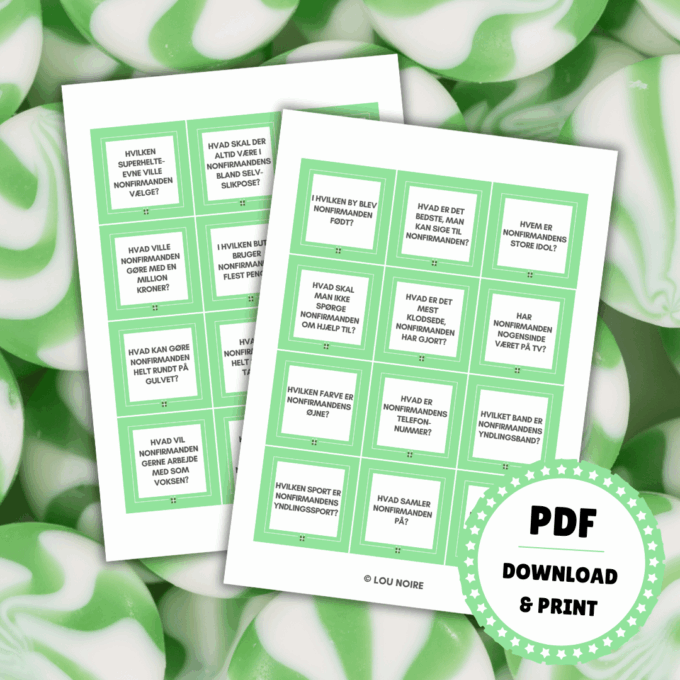 Gave til nonfirmanden - Samtalekort til nonfirmation – grøn - Lou Noire