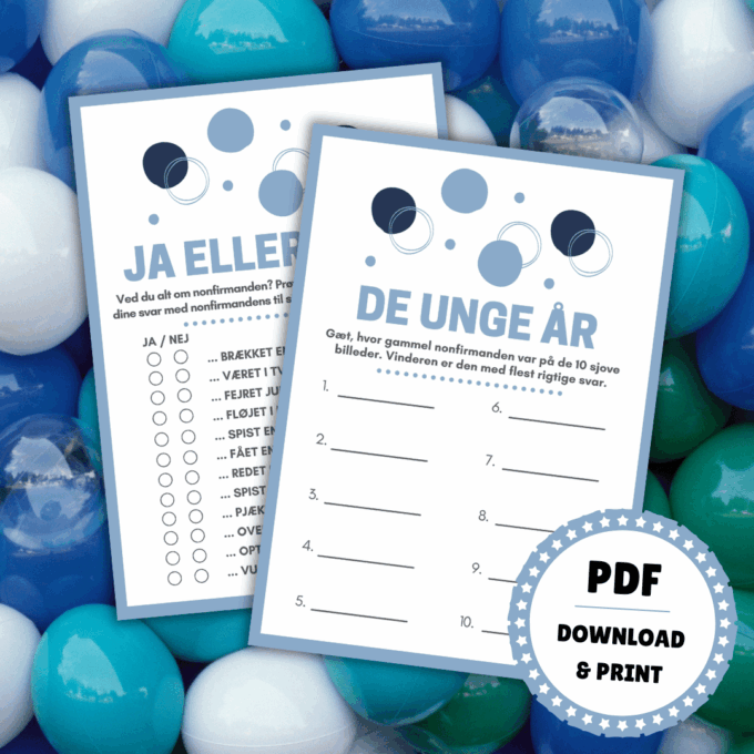 Indslag til nonfirmation - 8 sjove spil og lege til nonfirmation - blå - Lou Noire