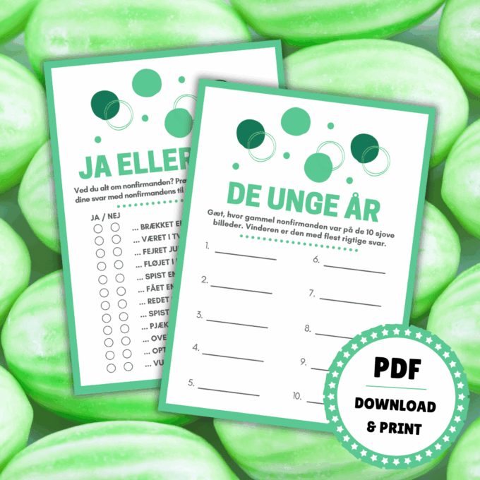 Indslag til nonfirmation - 8 sjove spil og lege til nonfirmation - grøn - Lou Noire