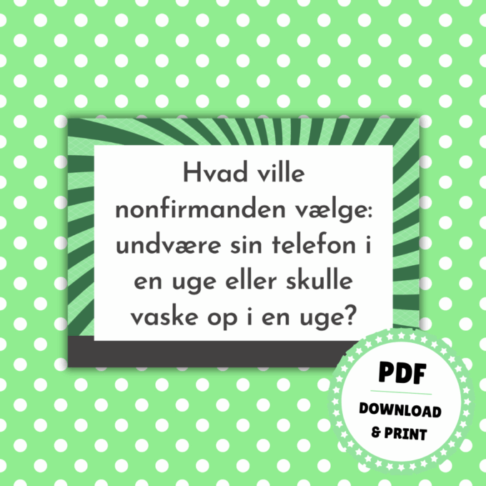 Indslag til nonfirmation - Det Store Quiz-Show til Nonfirmation - grøn - Lou Noire