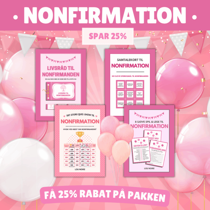 Nonfirmations-pakken - pink - Lou Noire - Underholdning til nonfirmation