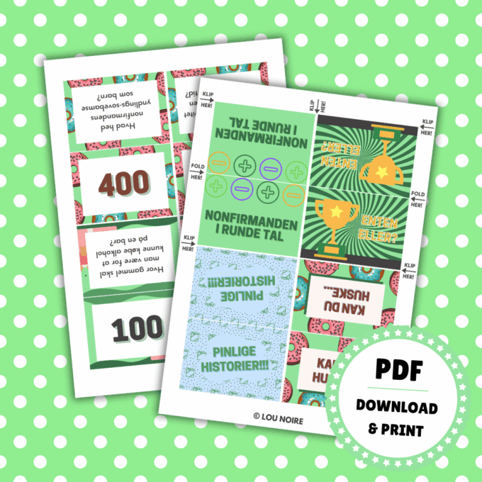 Quiz til nonfirmation - Det Store Quiz-Show til Nonfirmation - grøn - Lou Noire