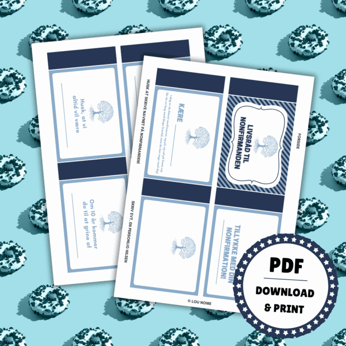 Skabeloner - Livsråd til nonfirmanden - blå - Lou Noire Skabeloner - Livsråd til nonfirmanden - blå - Lou Noire