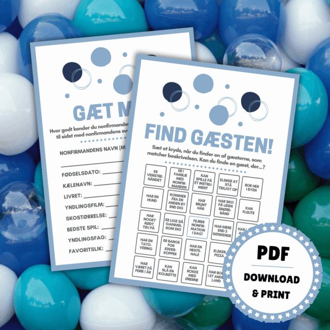 Underholdning til nonfirmation - 8 sjove spil og lege til nonfirmation - blå - Lou Noire