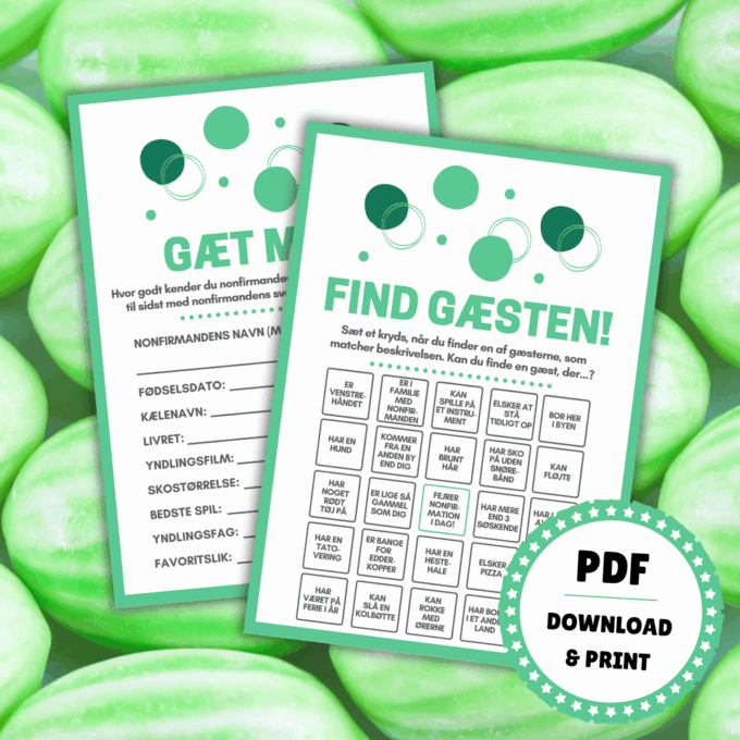 Underholdning til nonfirmation - 8 sjove spil og lege til nonfirmation - grøn - Lou Noire