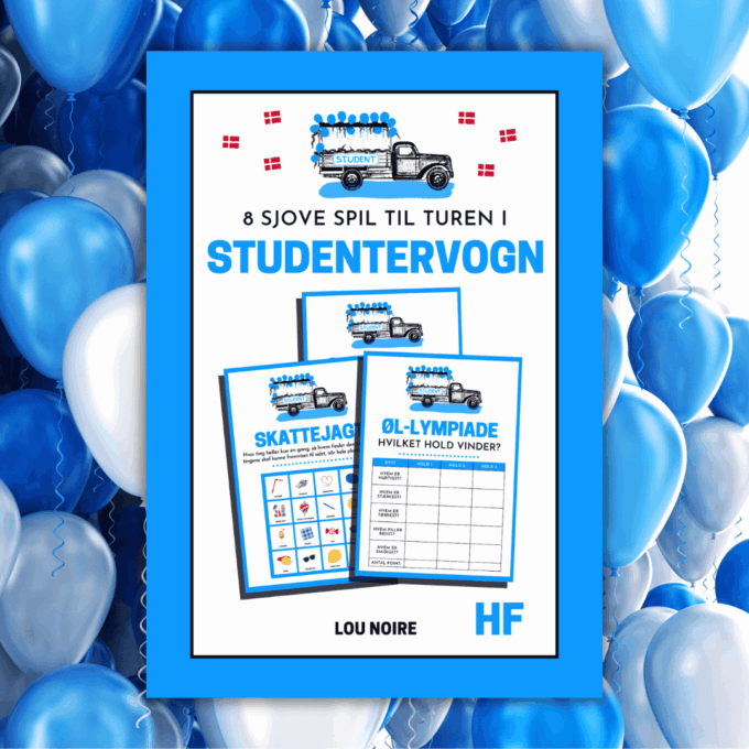 Cover - 8 sjove spil til turen i studentervogn - hf - Lou Noire
