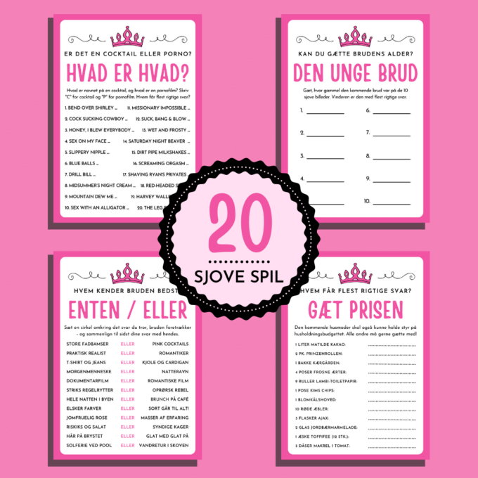 Den Kæmpestore Polterabendpakke - Lou Noire - Underholdning til polterabend Den Kæmpestore Polterabendpakke - Lou Noire - Underholdning til polterabend